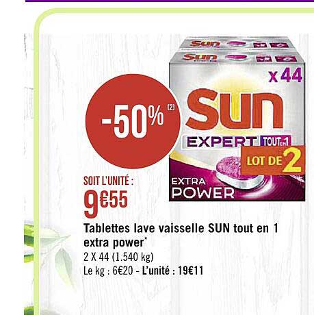 tablettes lave vaisselle sun tout en 1 extra power