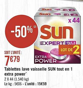 tablettes lave vaisselle sun tout en 1 extra power