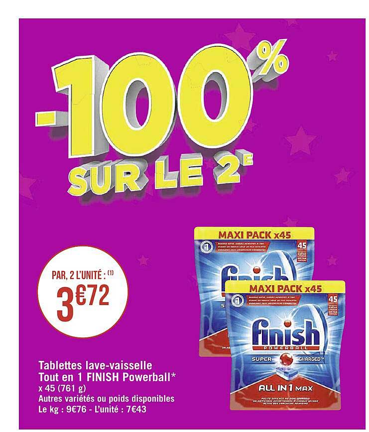 tablettes lave-vaisselle tout en 1 finish powerball