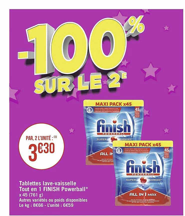 tablettes lave-vaisselle tout en 1 finish powerball