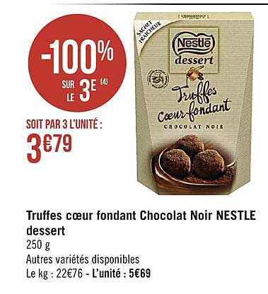 Truffes Cœur Fondant Chocolat Noir Nestlé Dessert