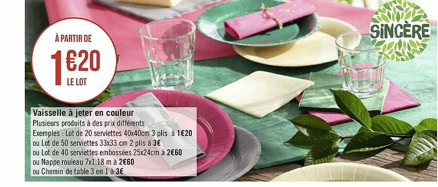 vaisselle à jeter en couleur