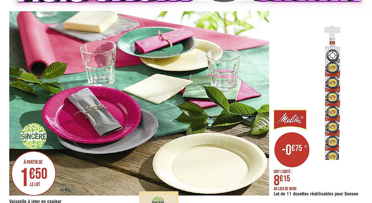 vaisselle à jeter en couleur, lot de 11 dosettes réutilisables pour senseo melitta