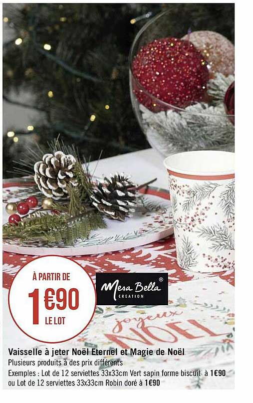 vaisselle à jeter noël eternel et magie de noël