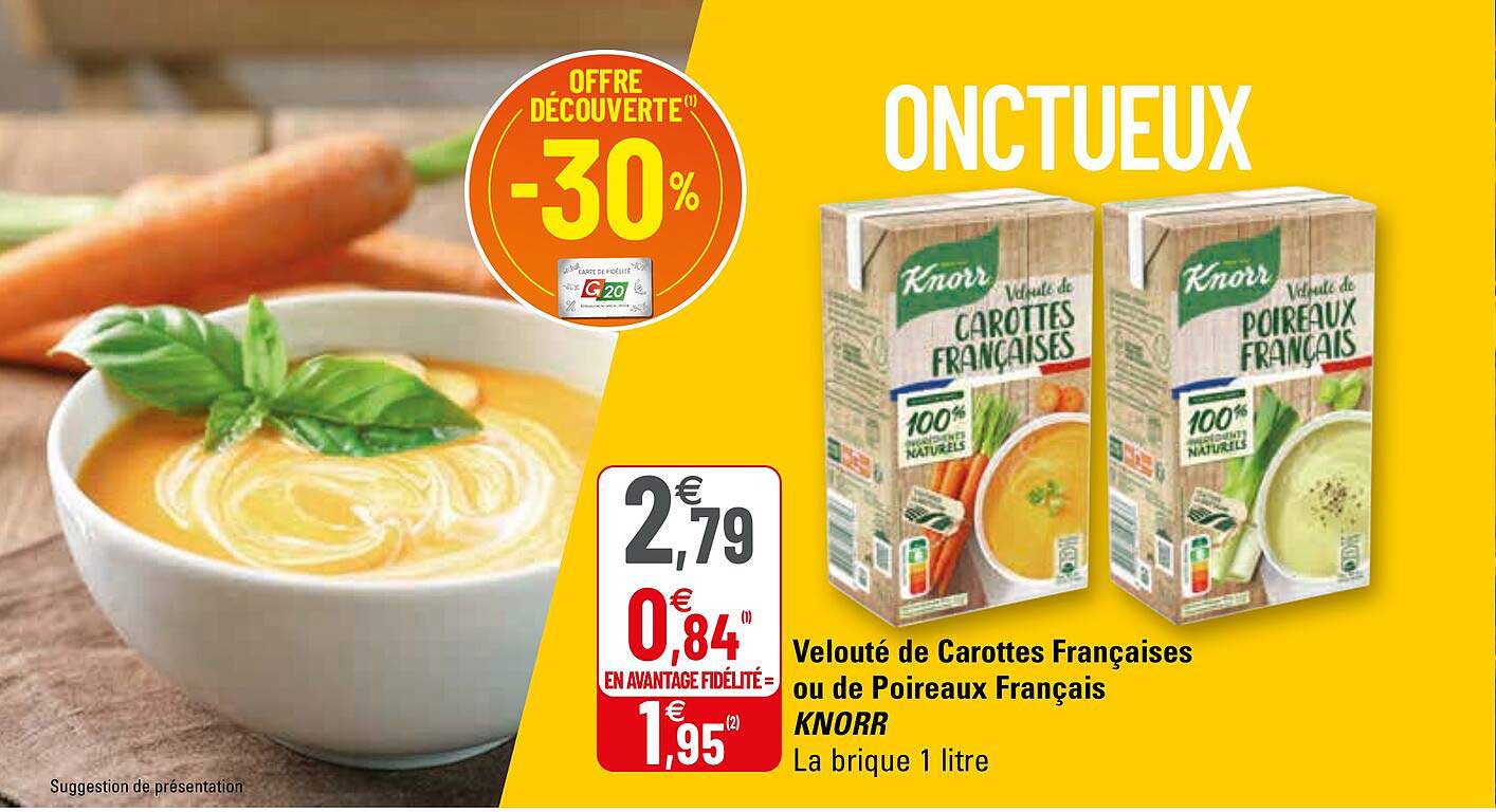 velouté de carottes françaises ou de poireaux français knorr
