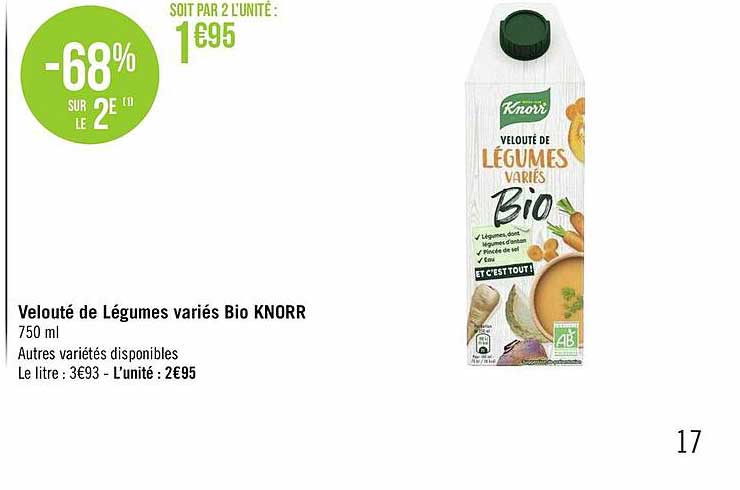 velouté de légumes variés bio knorr