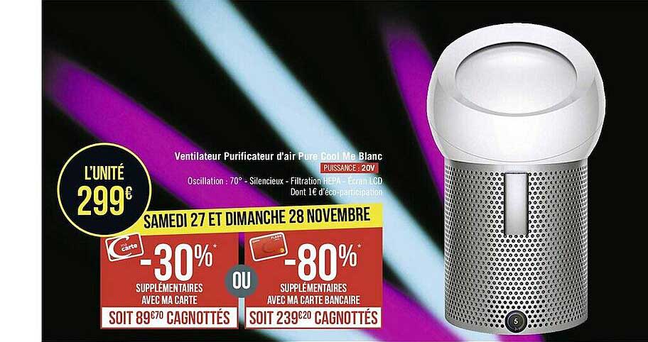 ventilateur purificateur d'air pure cool me blanc