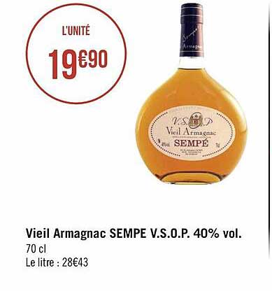 vieil armagnac sempe v.s.o.p. 40% vol.