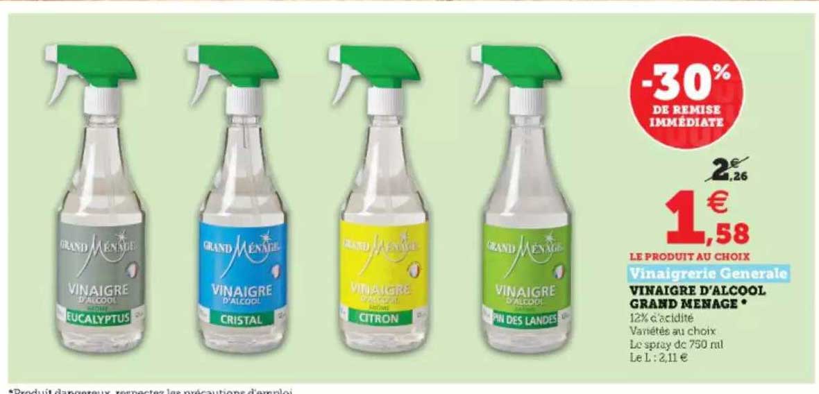 vinaigre d'alcool grand ménage