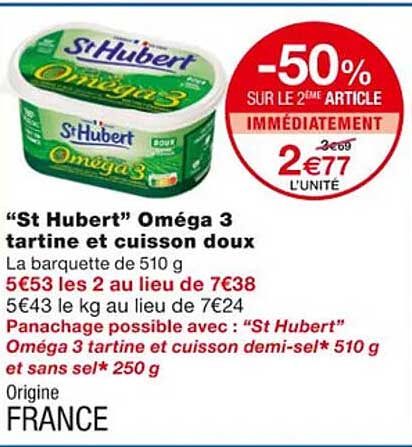 "st hubert" oméga 3 tartine et cuisson doux