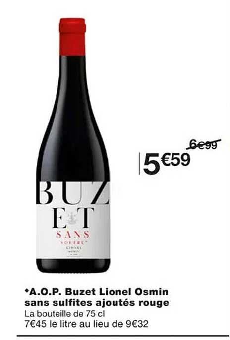 a.o.p. buzet lionel osmin sans sulfites ajoutés rouge