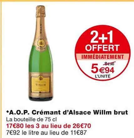a.o.p. crémant d'alsace willm brut