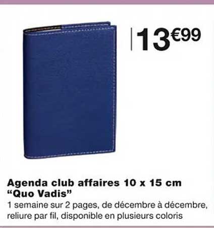agenda club affaires 10 x 15 cm "quo vadis"