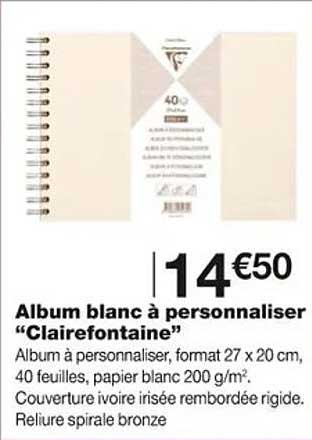 album blanc à personnaliser "clairefontaine"