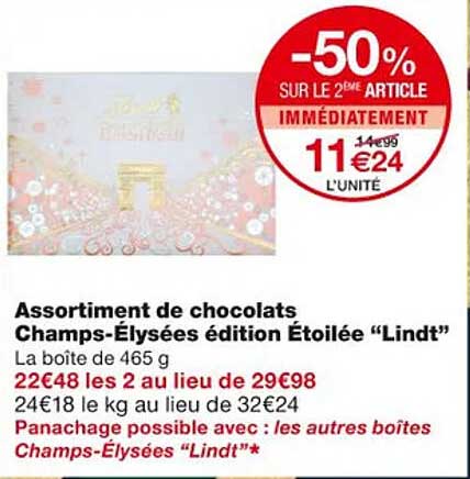 assortiment de chocolats champs-élysées édition étoilée "lindt"