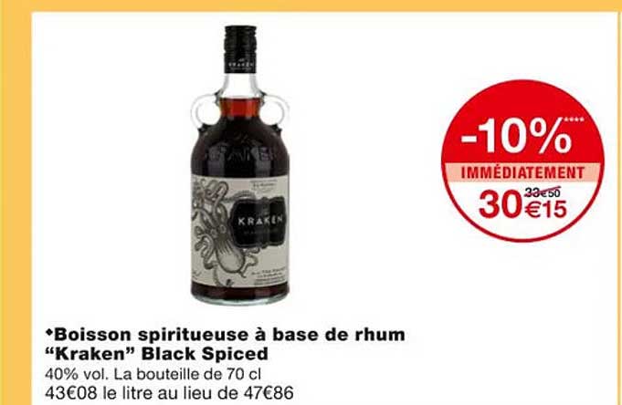 boisson spiritueuse à base de rhum "kraken" black spiced