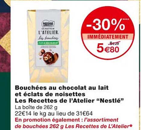 bouchées au chocolat au lait et éclats de noisettes les recettes de l'atelier "nestlé"