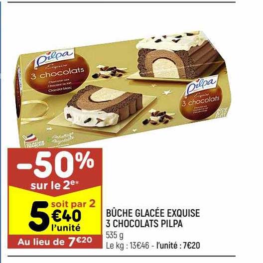 bûche glacée exquise 3 chocolats pilpa