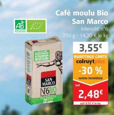 café moulu bio san marco intensité n°6