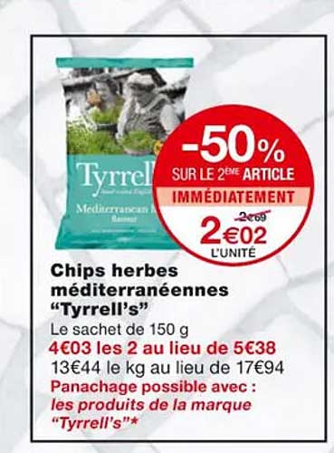 chips herbes méditerranéennes "tyrrell's"