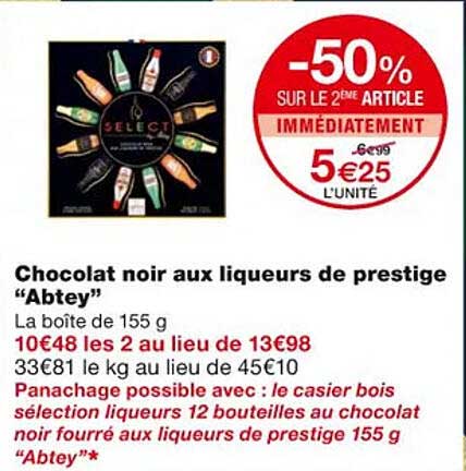 chocolat noir aux liqueurs de prestige "abtey"