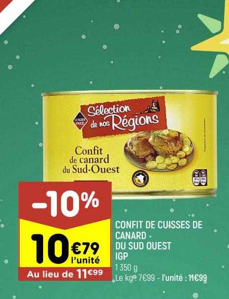 confit de cuisses de canard du sud ouest igp