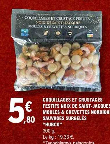 coquillages et crustacés festifs noix de saint-jacques moules & crevettes nordique sauvages surgelés