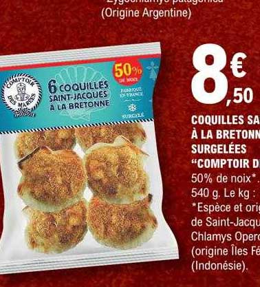 coquille saint-jacques à la bretonne surgelées "comptoir des marées"