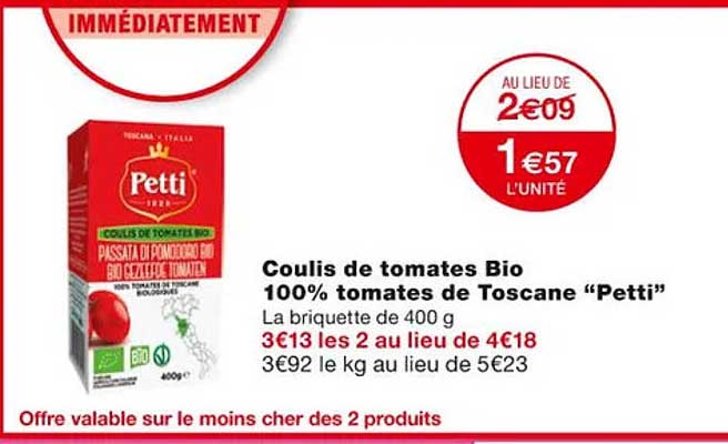 Coulis De Tomates Bio 100% Tomates De Toscane "petti"