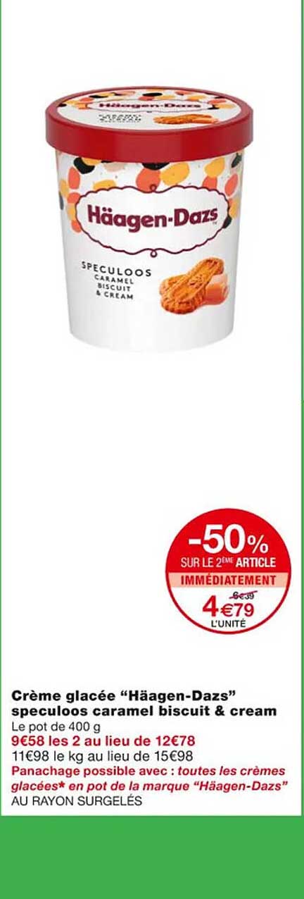 crème glacée "häagen-dazs" speculoos caramel biscuit & cream