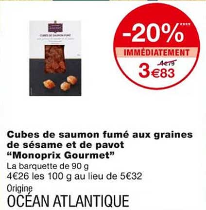 Cubes De Saumon Fumé Aux Graines De Sésame Et De Pavot "monoprix Gourmet"