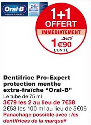 dentifrice pro-expert protection menthe extra-fraîche "oral-b"