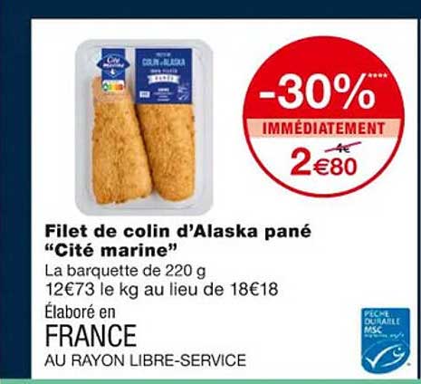 filet de colin d'alaska pané "cité marine"