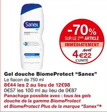gel douche biomeProtect "sanex"