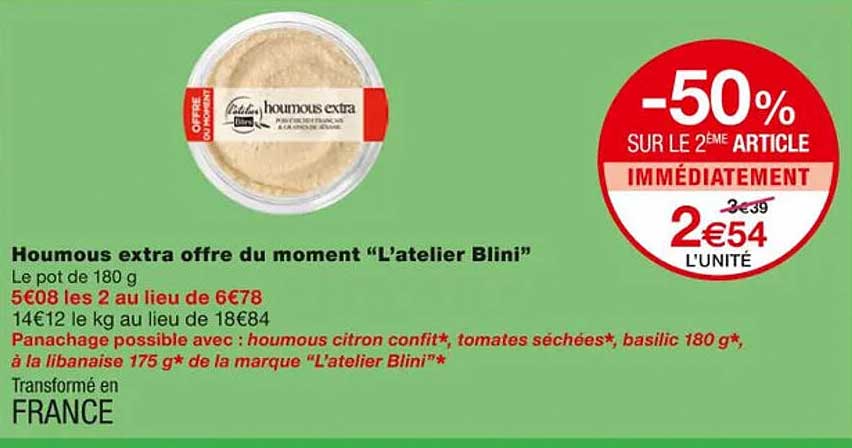 houmous extra offre du moment "l'atelier blini"