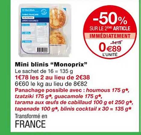 mii blinis "monoprix"