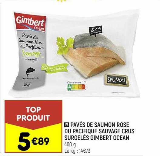 pavés de saumon rose du pacifique sauvage crus surgelés gimbert ocean