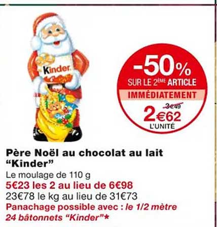 père noël au chocolat au lait "kinder"