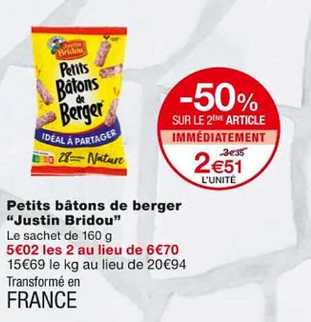 petits bâtons de berger "justin bridou"