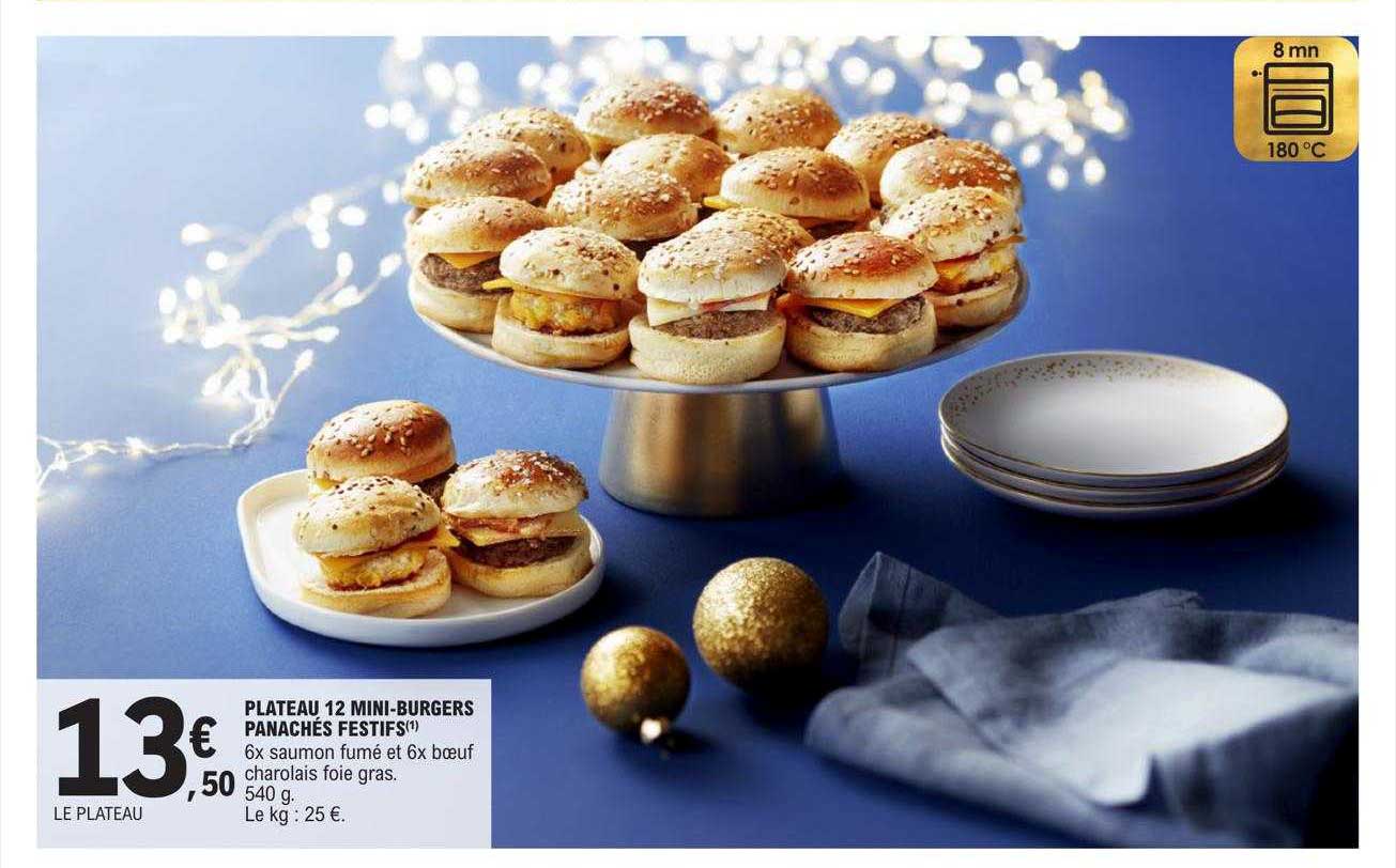plateau 12 mini-burgers panachés festifs
