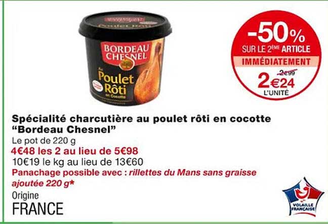 Spécialité Charcutière Au Poulet Rôti En Cocotte "bordeau Chesnel"