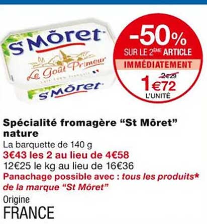 spécialité fromagère "st môret" nature