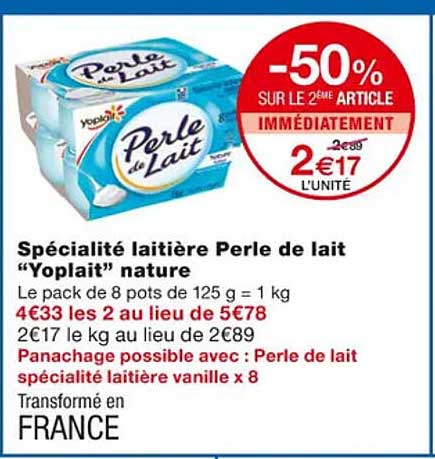 Spécialité Laitière Perle De Lait "yoplait" Nature