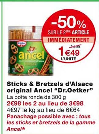 sticks & bretzels d'alsace original ancel "dr. oetker"