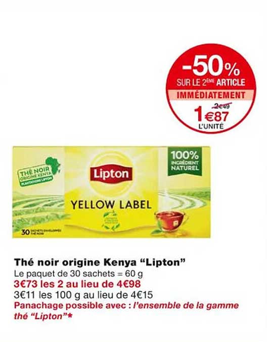 thé noir origine kenya "lipton"