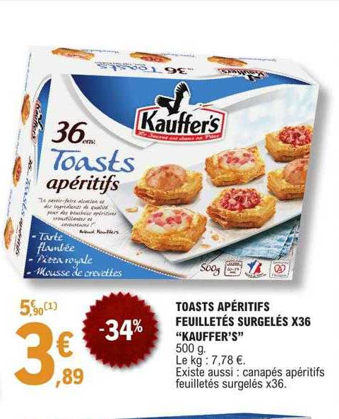 toasts apéritifs feuilletés surgelés x36 "kauffer's"