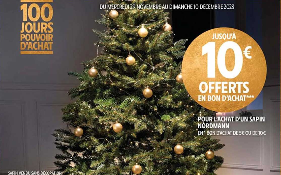 10 euro offerts en bon d'achat pour l'achat d'un sapin nordmann