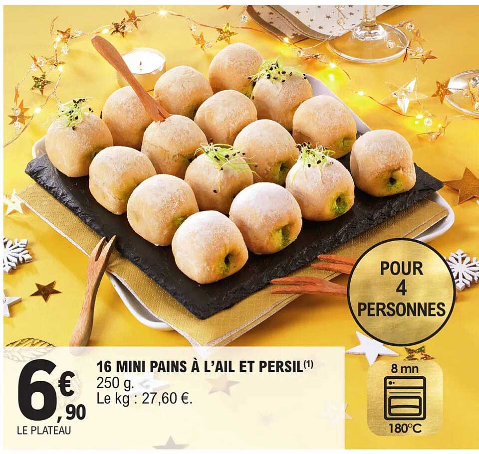 16 Mini Pains à L'ail Et Persil