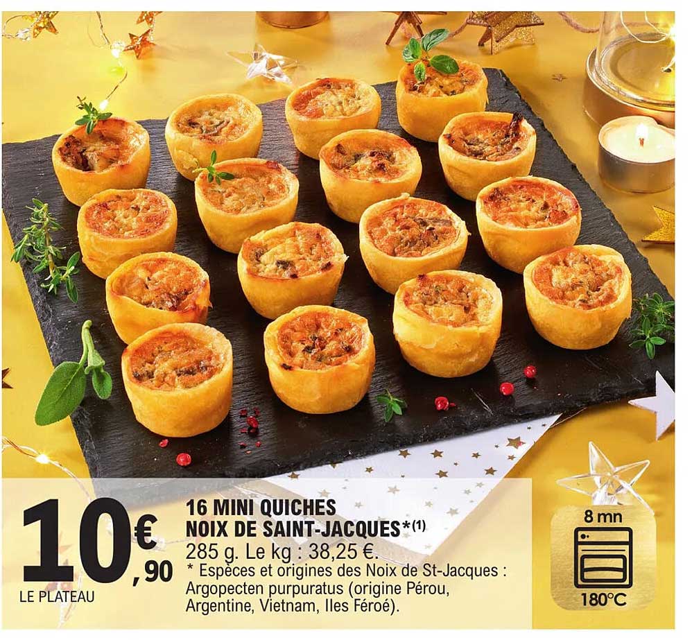 16 mini quiches noix de saint-jacques