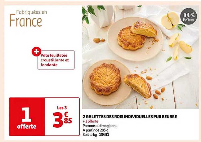2 galettes des rois individuelles pur beurre